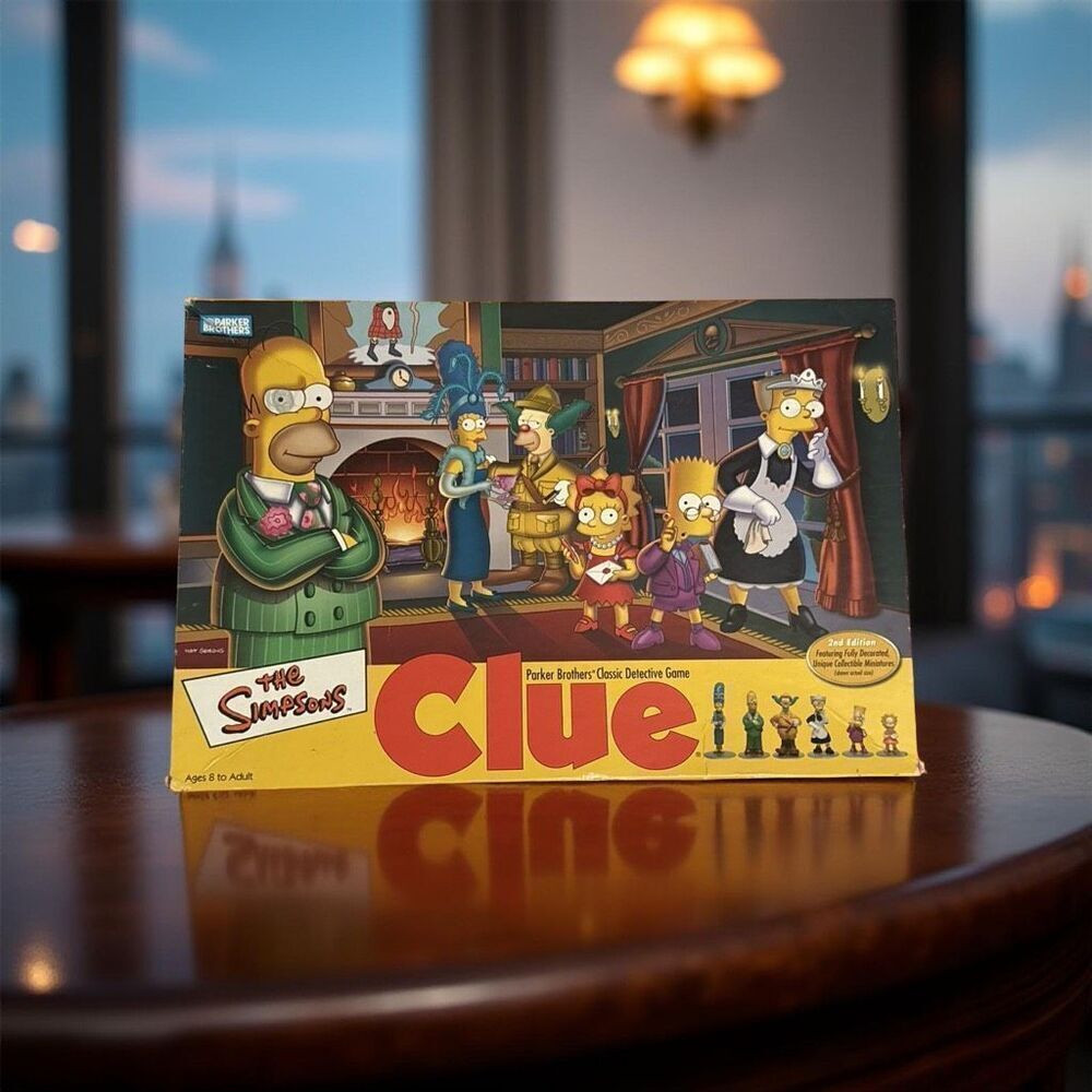 Simpsons Clue Board Game 2000 Parker Bros Colorful Character Tokens COMPLETE